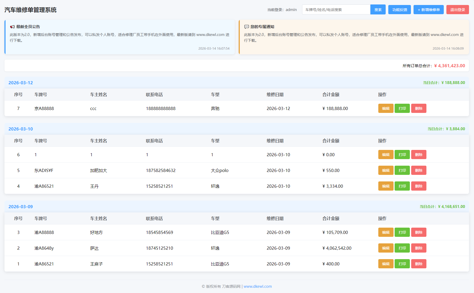 汽修单管理系统源码-煮酒论英雄